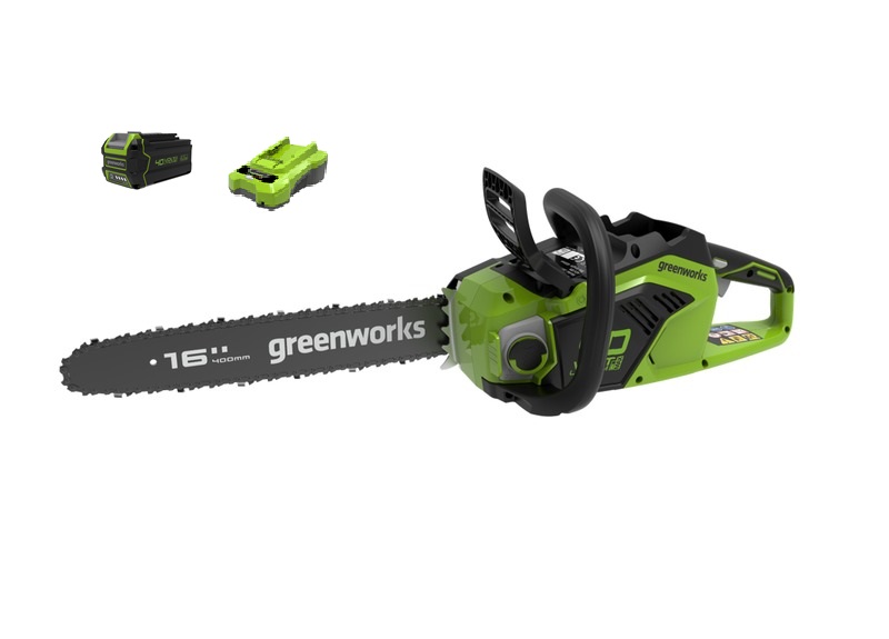 Цепная пила аккумуляторная GreenWorks GD40CS18, 40V, 40 см, бесщеточная, с АКБ 4АЧ и ЗУ — изображение 3