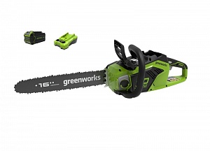 Цепная пила аккумуляторная GreenWorks GD40CS18, 40V, 40 см, бесщеточная, с АКБ 2АЧ и ЗУ — изображение 2