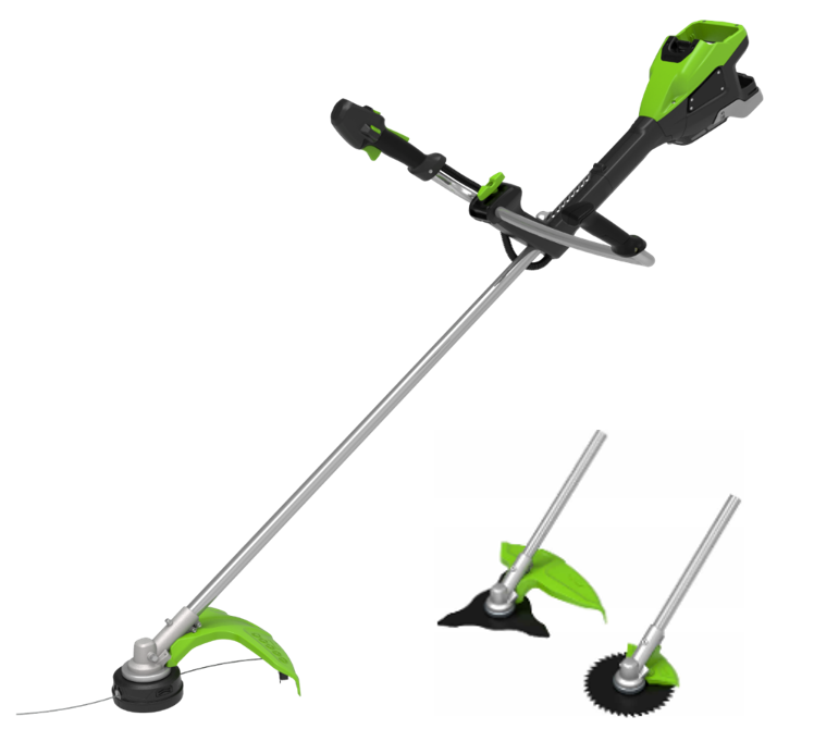 Триммер аккумуляторный Greenworks TB201H, Арт. 2112407, 82V, 2,0 кВт, 46 см, c трехлопастным ножом и кусторезом, бесщеточный, без АКБ и ЗУ — изображение 3