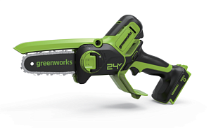 Цепная мини пила аккумуляторная Greenworks Арт. 2008707, 24V, 15см, бесщеточная, без АКБ и ЗУ — изображение 2