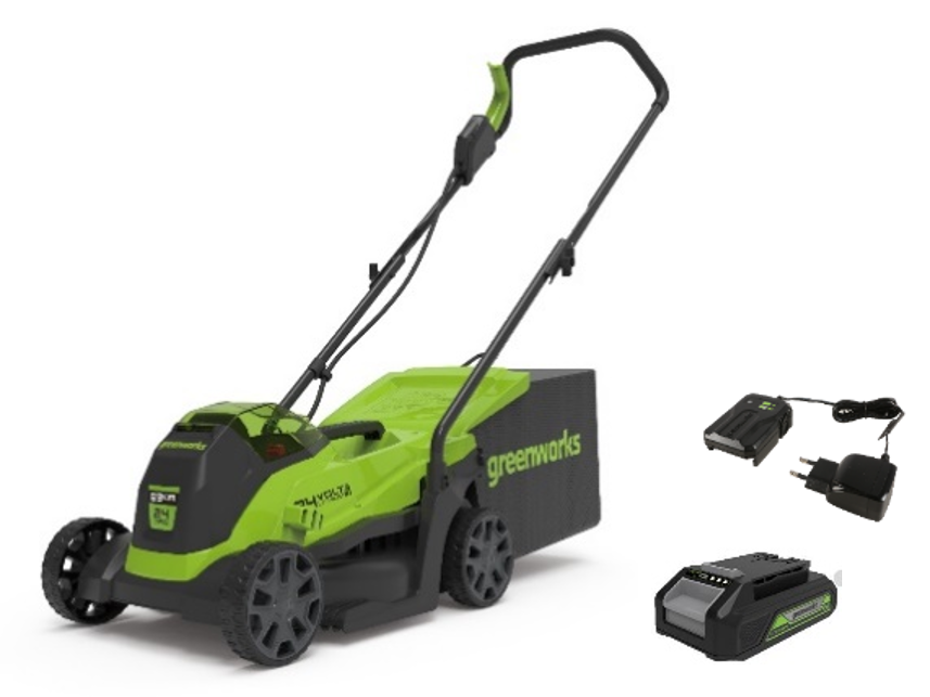 Газонокосилка аккумуляторная Greenworks Арт. 2516107UB, 24V, 33 см, бесщеточная, с 1хАКБ 4Ач и ЗУ — изображение 3