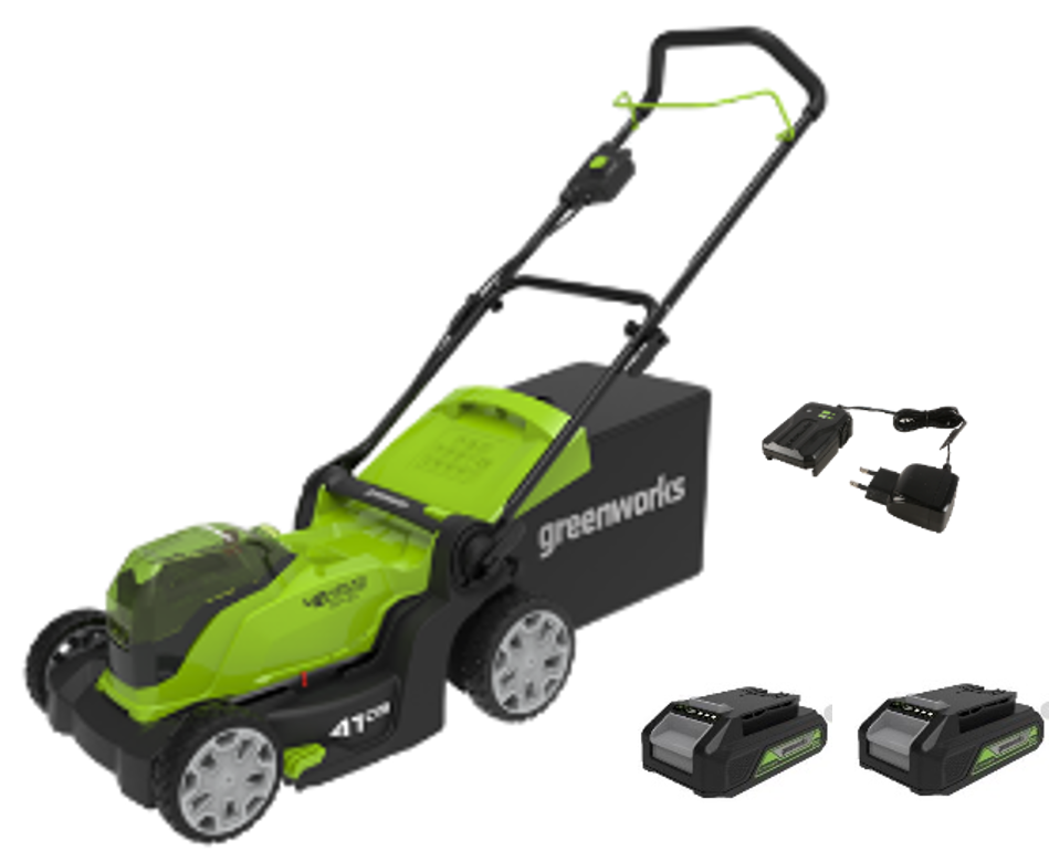 Газонокосилка аккумуляторная Greenworks Арт.2512607UD, 2*24V, 41 см, с 2хАКБ 4Ач и ЗУ — изображение 3