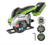 Углошлифовальная машина аккумуляторная Greenworks, Арт. 3402007, 24V, бесщеточная,76 мм, без АКБ и ЗУ — изображение 2